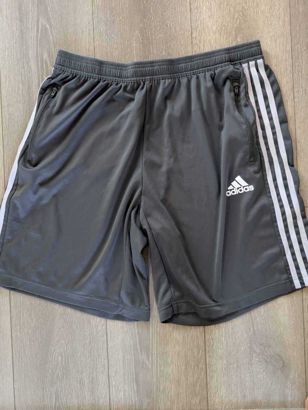 Adidas Men's Gray Performance Shorts with 3-Stripes